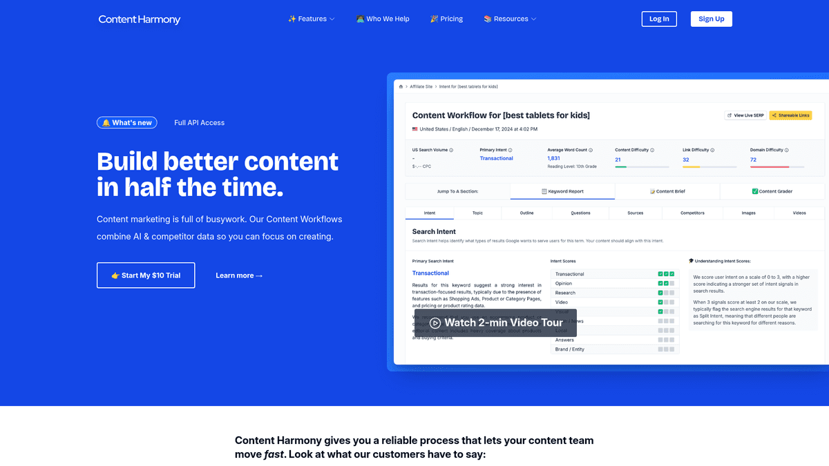 Content Harmony homepage screenshot
