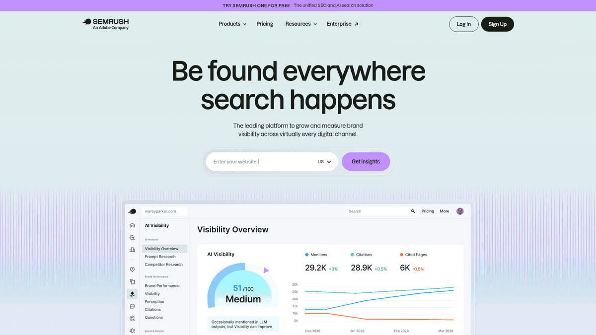 Semrush homepage screenshot