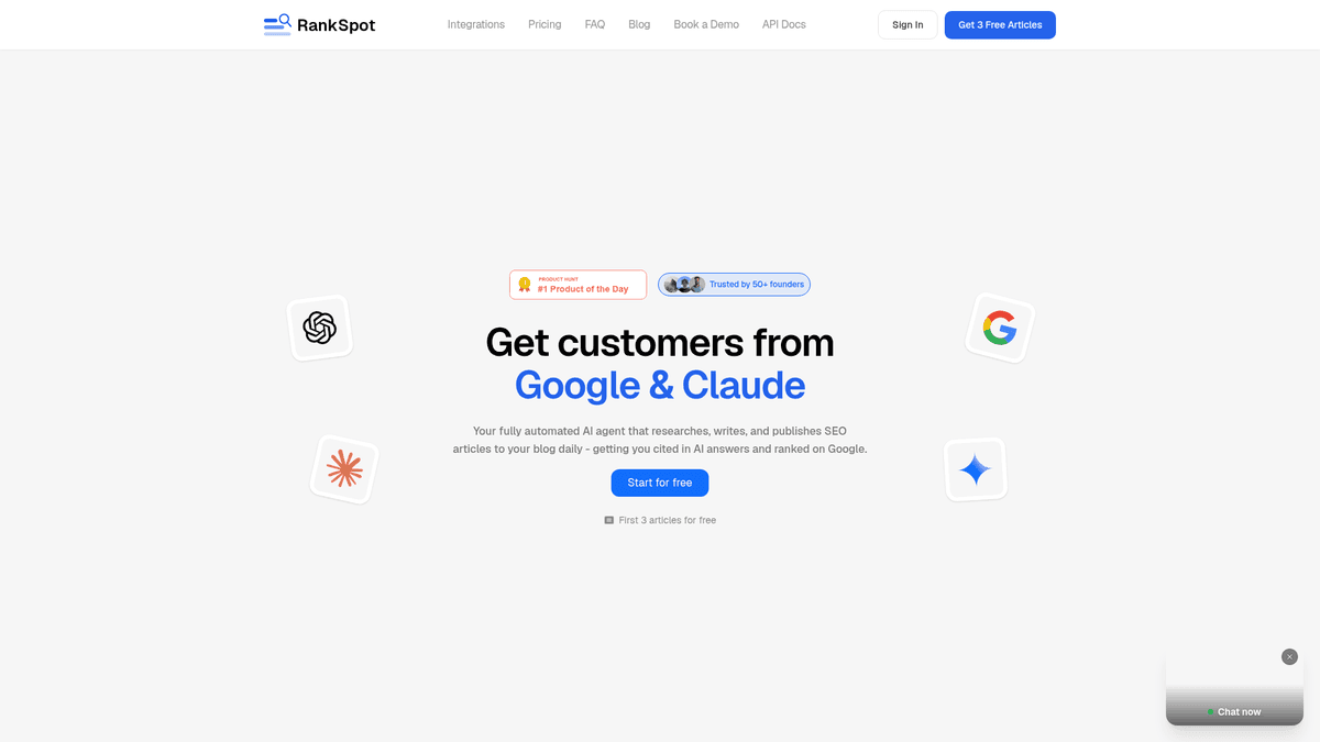 RankSpot platform homepage screenshot